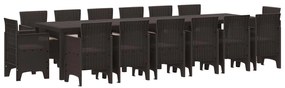 Σέτ φαγητού για κήπο 15 pcs Καφέ Rattan Polt