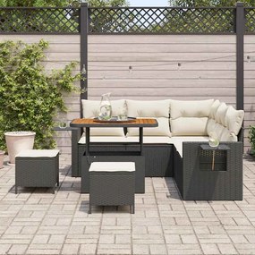 vidaXL Σετ Καναπέ Κήπου 8 pcs Μαύρο και κρεμ 90 x 55 x 71 cm