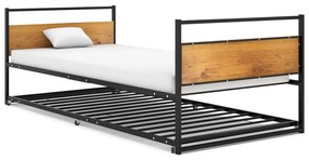 vidaXL Πλαίσιο για Κρεβάτι Συρόμενο Μαύρο 90 x 200 εκ. Μεταλλικό