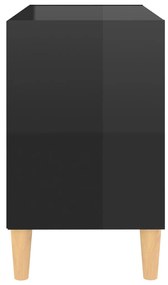 vidaXL Έπιπλο Τηλεόρασης Γυαλ. Μαύρο 69,5x30x50 εκ. Μασίφ Ξύλινα Πόδια