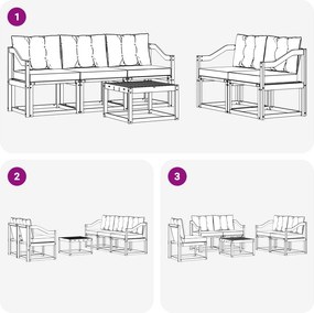 vidaXL Σειρά Καναπέ Εξωτερικού με μαξιλάρι 6 pcs Λευκό και Μπεζ