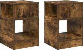 vidaXL End Table 2 pcs Καπνιστό Δρύς 30,5 x 30 x 45 εκ
