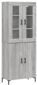 vidaXL Ντουλάπι Γκρι Sonoma 69,5 x 34 x 180 εκ. Επεξεργασμένο Ξύλο