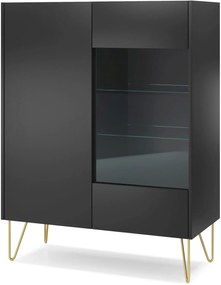 Lh-homefurniture Βιτρίνα Harmony ανθρακί+Μάρμαρο 97x37x102cm P_HRM_SV