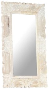 Καθρέφτης Λευκός 80 x 50 εκ. από Μασίφ Ξύλο Μάνγκο - Λευκό