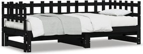 vidaXL Καναπές Κρεβάτι Συρόμενος Μαύρος 2x(80x200) εκ. από Μασίφ Πεύκο