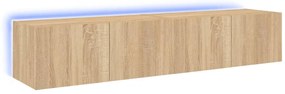 vidaXL Έπιπλα Τοίχου Τηλ. με LED 2 Τεμ. Sonoma Δρυς 80x35x31 εκ.