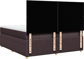 vidaXL Κρεβάτι Boxspring με Στρώμα Σκούρο Καφέ 200x200 εκ. Υφασμάτινο