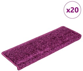 vidaXL Πατάκια Σκάλας 20 τεμ. Βιολετί 65 x 21 x 4 εκ.