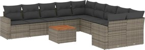 vidaXL Patio Sofa Set 10-θέσια Grey and Dark Grey