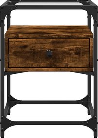 vidaXL Κομοδίνα 2 τεμ. Καπνιστή Δρυς 40x40x55 εκ. Επεξεργ. Ξύλο