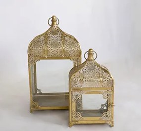 Σετ 2 Μεταλλικά Φαναράκια 27,5x17,5x50cm &amp; 20x12x38cm Etoile DF-608