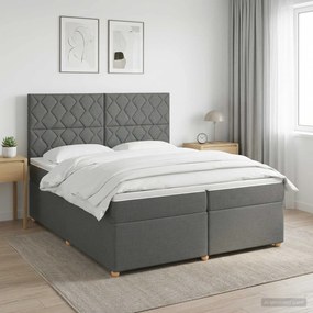 vidaXL Κρεβάτι box spring με στρώμα Σκούρο Γκρι 200 x 200 cm Ύφασμα