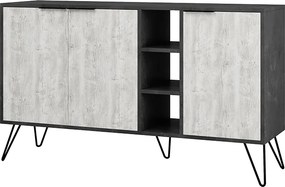 Μπουφές Clara Megapap χρώμα γκρι ρετρό - λευκό αντικέ 142x35,6x83εκ.