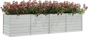 vidaXL Ζαρντινιέρα Υπερυψωμένη Ασημί 320x80x77 εκ. Γαλβανισμ. Χάλυβας
