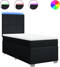 vidaXL Κρεβάτι Boxspring με Στρώμα Μαύρο 90x200 εκ. Υφασμάτινο