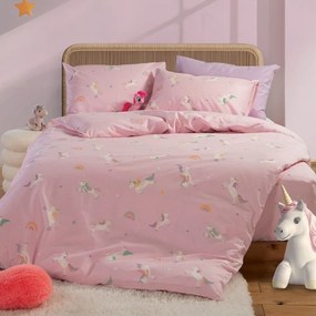 Παπλωματοθήκη Παιδική Unicorns Style (Σετ 2τμχ) Pink Nef-Nef Homeware Μονό 160x240cm 100% Cotton