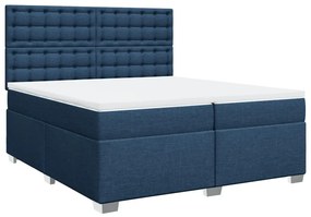 vidaXL Κρεβάτι Boxspring με Στρώμα Μπλε 200x200 εκ. Υφασμάτινο