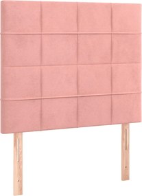 vidaXL Κρεβάτι Boxspring με Στρώμα Ροζ 90x200 εκ. Βελούδινο