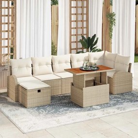 vidaXL Σετ Καναπέ Κήπου 8 pcs Μπεζ συνθετικό ρατάν