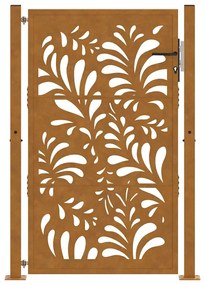 vidaXL Πύλη κήπου 105x155 cm από καιρικό χάλυβα με σχέδιο κύματος