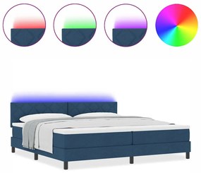 vidaXL Κρεβάτι με ελατήρια με στρώμα Μπλε 200 x 200 cm ύφασμα