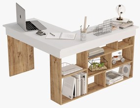Γραφείο γωνιακό "VIANA" σε χρώμα atlantic pine/λευκό 120x129x72 100-03624