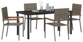 vidaXL Σέτ φαγητού για κήπο 5 pcs Γκρι Πολυ ράταν