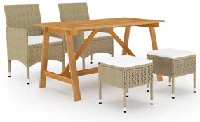 vidaXL Σετ Τραπεζαρίας Κήπου 5 Τεμαχίων Μπεζ