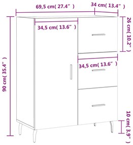 Ντουλάπι Γκρι Σκυροδέματος 69,5x34x90 εκ. Επεξεργασμένο Ξύλο - Γκρι