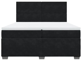 Κρεβάτι Boxspring με Στρώμα Μαύρο 200x200 εκ. Βελούδινο - Μαύρο