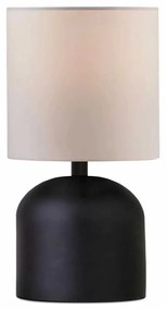 GloboStar® LOREN 204-0138 Μοντέρνο Eπιτραπέζιο Φωτιστικό Μονόφωτο 1 x E27 IP20 Μαύρο Μέταλλο με Μπεζ Ύφασμα - Μ15 x Π15 x Υ31cm