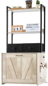 VEVOR Cat Litter Box Enclosure Litter Box Furniture Hidden 2 Shelves & 2 Baskets