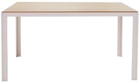 Τραπεζαρία Nares-Clutch A σετ 5τεμ pakoworld λευκό αλουμίνιο και plywood σε φυσική απόχρωση 140x80x72.5εκ