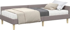 vidaXL Κρεβάτι γωνίας με στρώμα με στρώμα 2 pcs Taupe ύφασμα