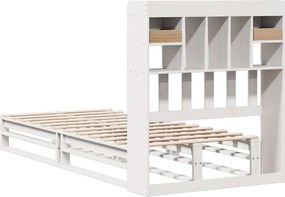 vidaXL Κρεβάτι Βιβλιοθήκη Χωρίς Στρώμα Λευκό 75x190 εκ Μασίφ Πεύκο