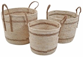 Καλάθια Ψάθινα 824274 (Σετ 3τμχ) Natural Ankor Mat