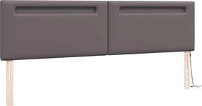 vidaXL LED κεφαλάρι Γκρι 200 cm Τεχνητό Δέρμα