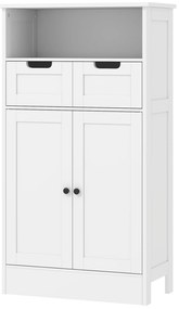 ντουλάπι μπάνιου kleankin με 2 συρτάρια, πόρτα, 60 x 30 x 109 cm, λευκό