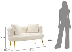 SOFFY PLUS Διθέσιος Καναπές με Μαξιλάρια Λευκός/Χρυσός 133x68