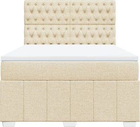 vidaXL Κρεβάτι Boxspring με Στρώμα Κρεμ 140x190 εκ. Υφασμάτινο