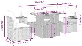 Σετ Καναπέ Κήπου 6 τεμ. Μπεζ Συνθετικό Ρατάν με Μαξιλάρια - Μπεζ