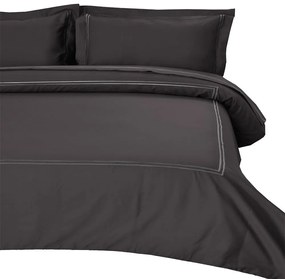 Σεντόνια Satin Embroidered Classico 4 Με Λάστιχο Anthracite Anna Riska Queen Size 160x225cm 100% Cotton Satin