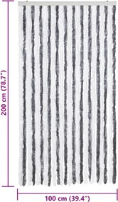 vidaXL Σήτα Εντόμων Γκρι / Λευκό 100 x 200 εκ. από Σενίλ