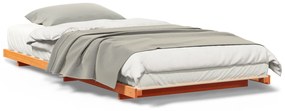 vidaXL Κρεβάτι δαπέδου Καφέ κεριού 100 x 200 cm Μασίφ ξύλο πεύκου