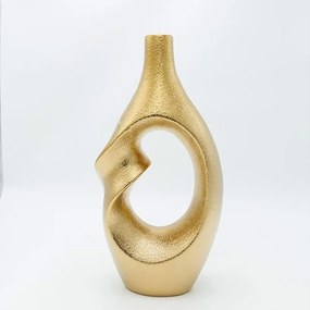 Βάζο Κεραμικό 819-00114 19x9,5x37,5cm Gold Estheti Home Κεραμικό