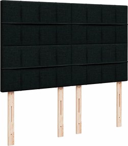vidaXL Κρεβάτι Boxspring με Στρώμα Μαύρο 140x200 εκ. Υφασμάτινο