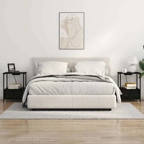 vidaXL Κομοδίνο με Σταθμό Φόρτισης 2 pcs Μαύρη δρυς Επεξεργασμένο ξύλο