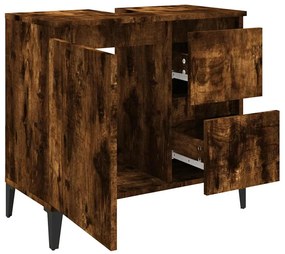 vidaXL Ντουλάπι Μπάνιου Καπνιστή Δρυς 65x33x60 εκ. Επεξεργασμένο Ξύλο