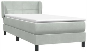 Box Spring κρεβάτι με στρώμα ανοιχτό γκρι 100x220 εκ. Βελούδινο - Γκρι